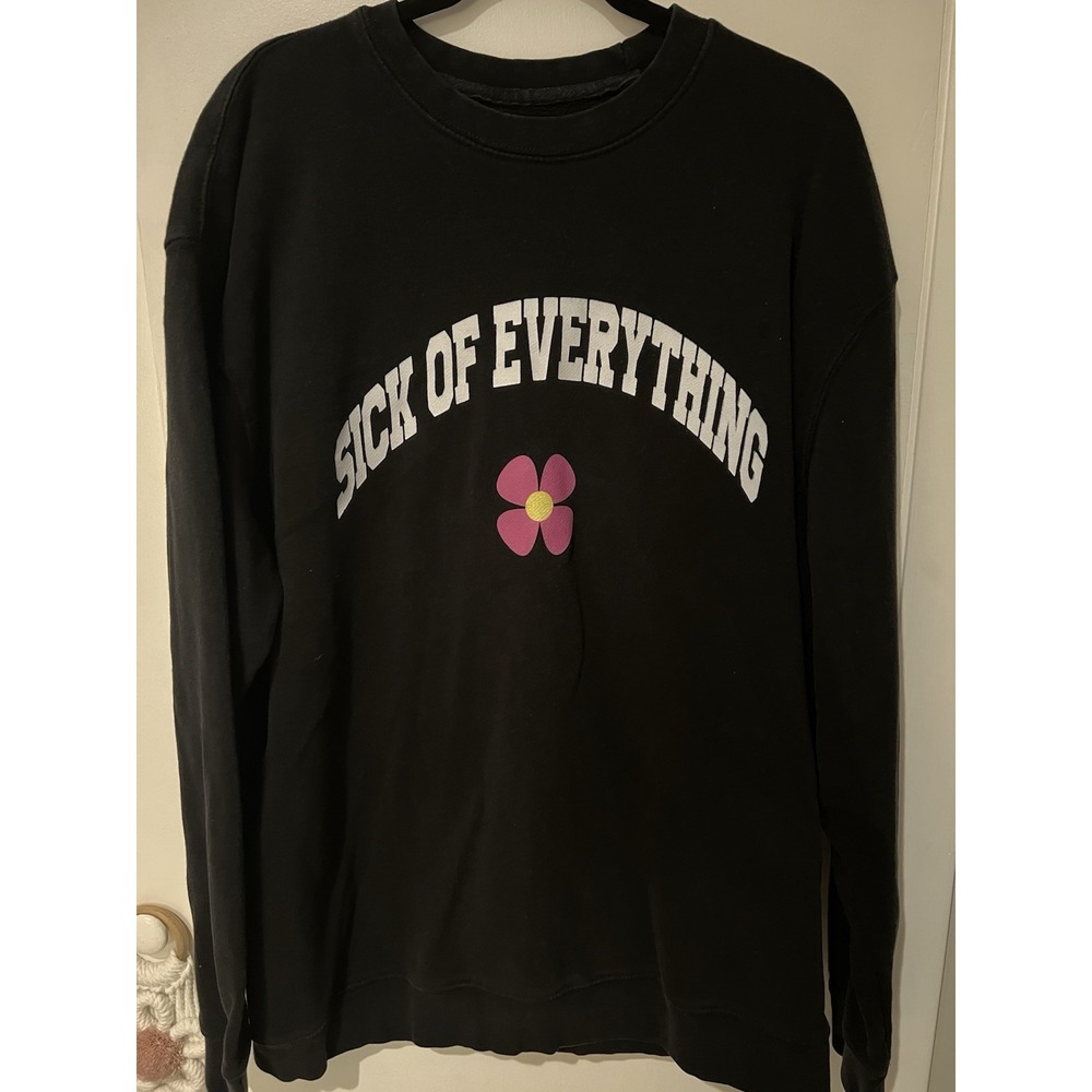 No Name 2XL Sick Of Everything Womens Black Crewneck Sweatshirt